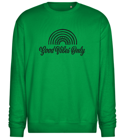 Good Vibes Only Design - Comfort Essential Unisex Sweater_MEADOW GREEN_front