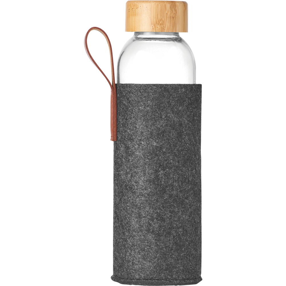 Glass Bottle with Felt Pouch_STONE GREY_front