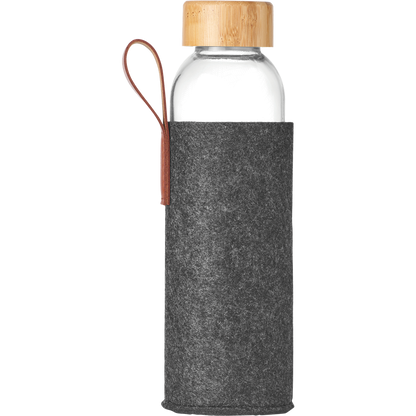 Glass Bottle with Felt Pouch_STONE GREY_front