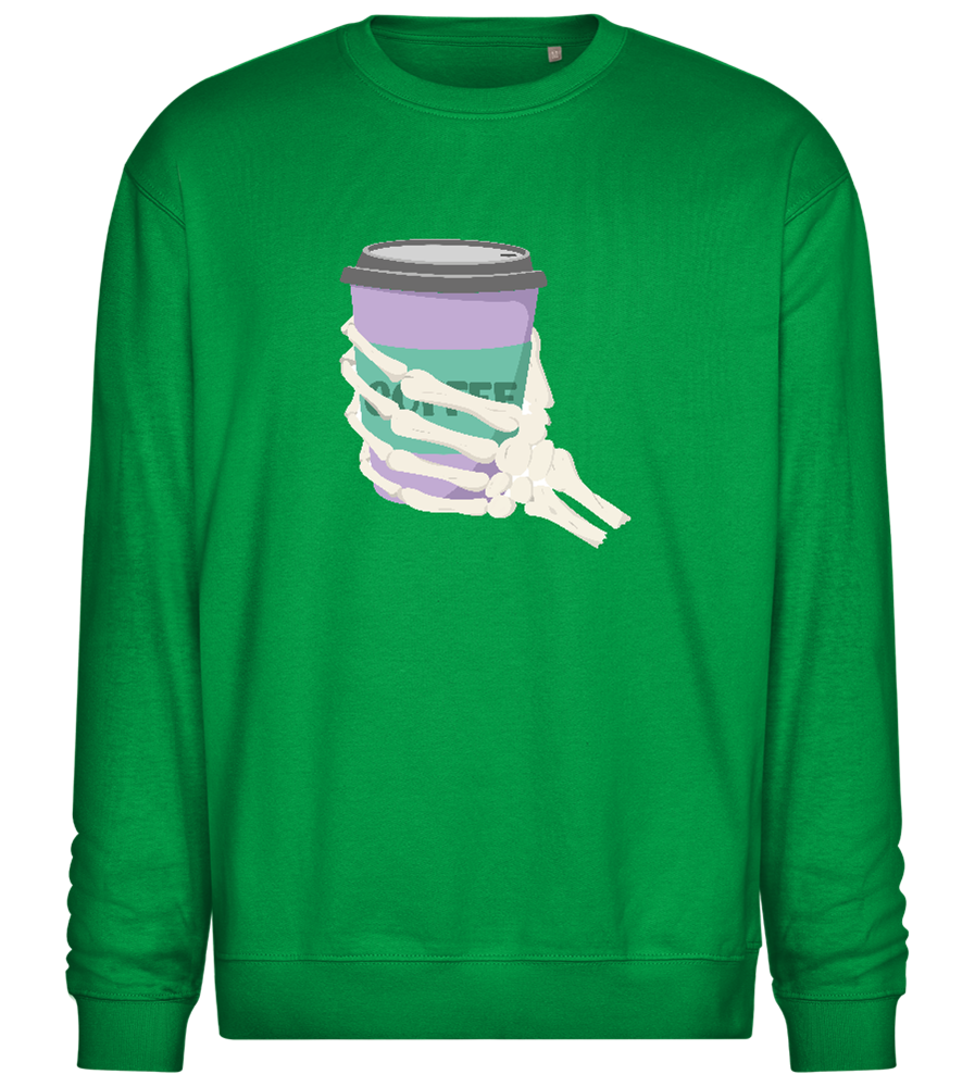 Drinking Coffee Design - Comfort Essential Unisex Sweater_MEADOW GREEN_front