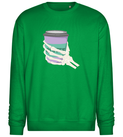 Drinking Coffee Design - Comfort Essential Unisex Sweater_MEADOW GREEN_front