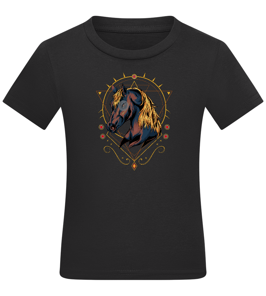 Abstract Horse Design - Comfort kids fitted t-shirt_DEEP BLACK_front