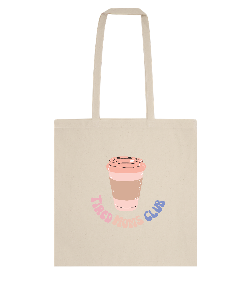 Tired Moms Coffee Club Design - Essential cotton tote bag_BEIGE_front