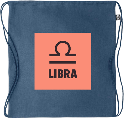 Zodiac Libra Design - Premium hemp drawstring bag_BLUE_front