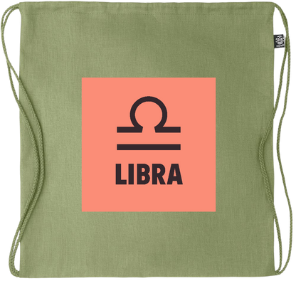 Zodiac Libra Design - Premium hemp drawstring bag_GREEN_front