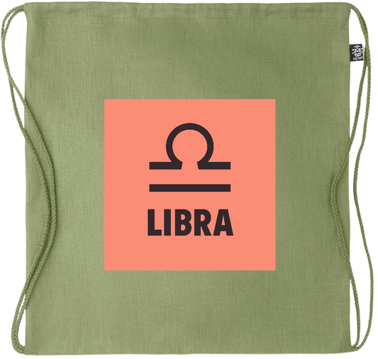 Zodiac Libra Design - Premium hemp drawstring bag_GREEN_front