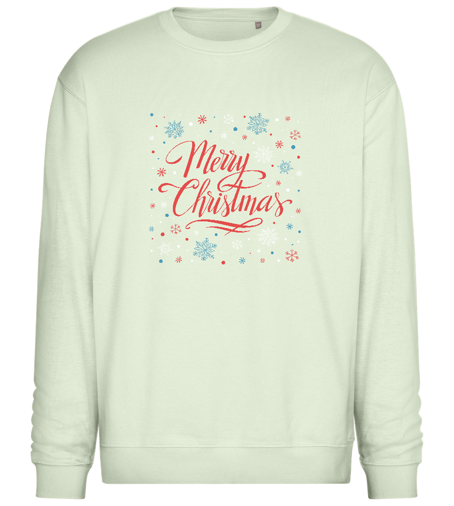 Merry Christmas Snowflakes Design - Comfort Essential Unisex Sweater_CREAMY GREEN_front