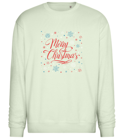 Merry Christmas Snowflakes Design - Comfort Essential Unisex Sweater_CREAMY GREEN_front