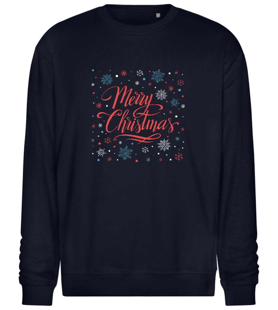 Merry Christmas Snowflakes Design - Comfort Essential Unisex Sweater_FRENCH NAVY_front