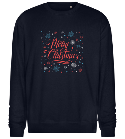 Merry Christmas Snowflakes Design - Comfort Essential Unisex Sweater_FRENCH NAVY_front