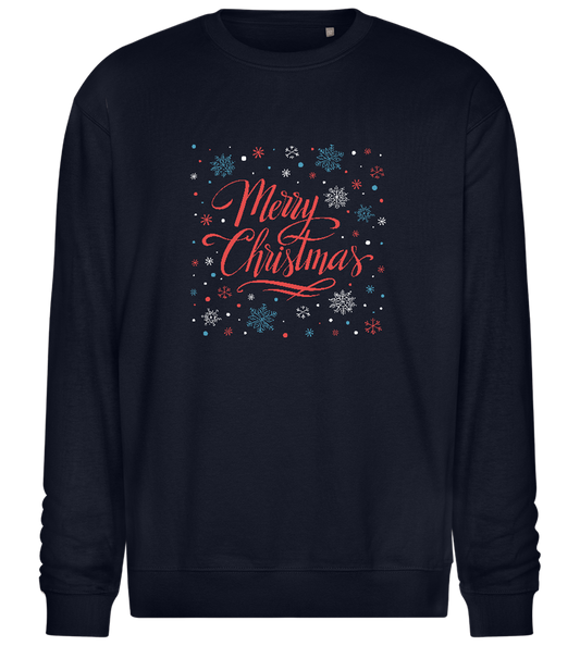 Merry Christmas Snowflakes Design - Comfort Essential Unisex Sweater_FRENCH NAVY_front