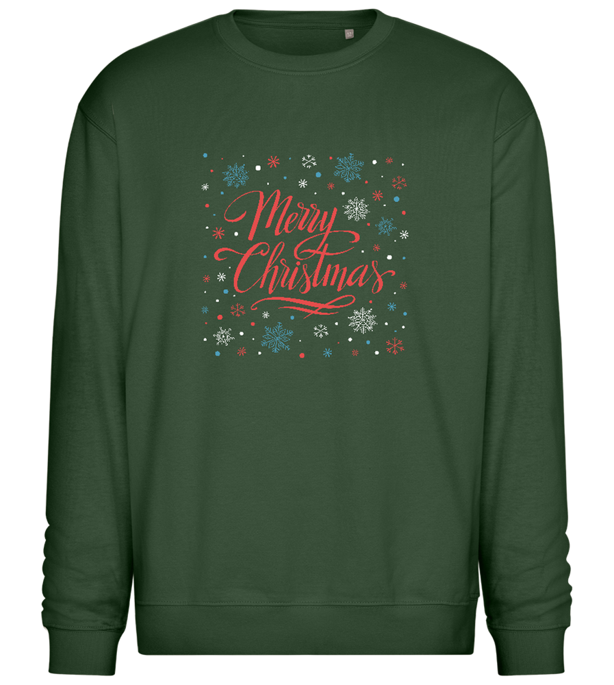 Merry Christmas Snowflakes Design - Comfort Essential Unisex Sweater_GREEN BOTTLE_front