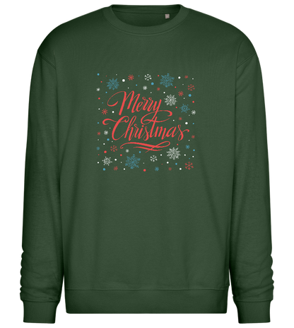 Merry Christmas Snowflakes Design - Comfort Essential Unisex Sweater_GREEN BOTTLE_front