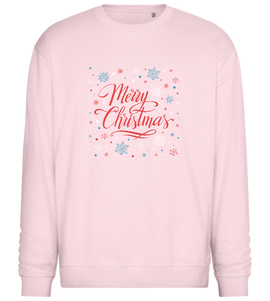 Merry Christmas Snowflakes Design - Comfort Essential Unisex Sweater_LIGHT PEACH ROSE_front