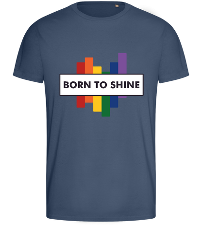 Born To Shine Rainbow Design - Basic men's fitted t-shirt_DENIM_front