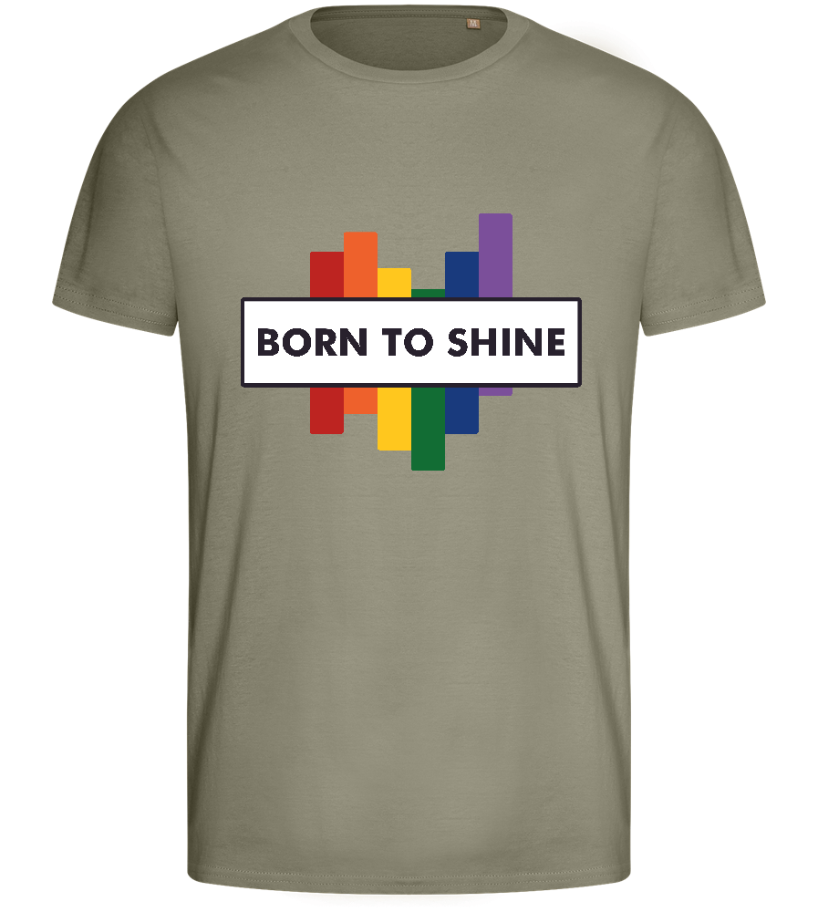 Born To Shine Rainbow Design - Basic men's fitted t-shirt_KHAKI_front