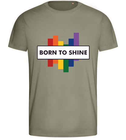 Born To Shine Rainbow Design - Basic men's fitted t-shirt_KHAKI_front