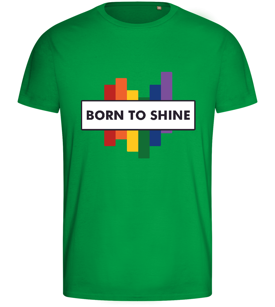 Born To Shine Rainbow Design - Basic men's fitted t-shirt_MEADOW GREEN_front