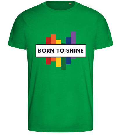 Born To Shine Rainbow Design - Basic men's fitted t-shirt_MEADOW GREEN_front