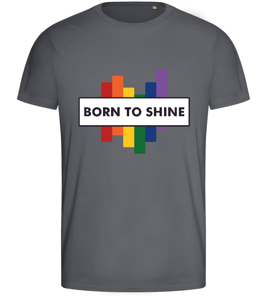 Born To Shine Rainbow Design - Basic men's fitted t-shirt_MOUSE GREY_front