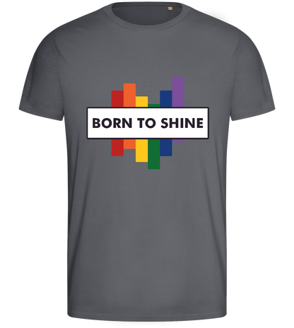 Born To Shine Rainbow Design - Basic men's fitted t-shirt_MOUSE GREY_front