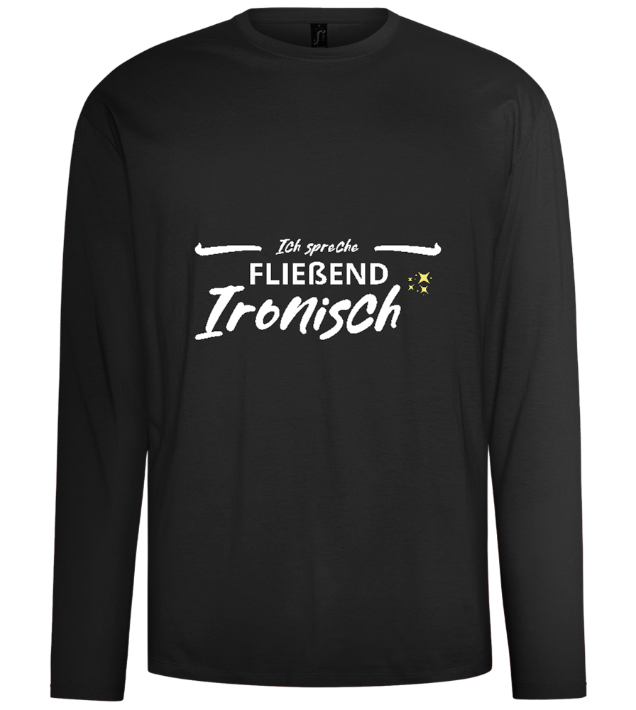 Fluently Ironic Design - Comfort men's long sleeve t-shirt_DEEP BLACK_front