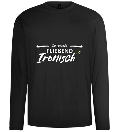 Fluently Ironic Design - Comfort men's long sleeve t-shirt_DEEP BLACK_front