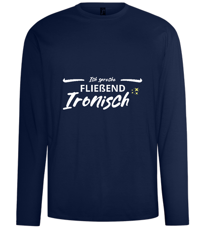 Fluently Ironic Design - Comfort men's long sleeve t-shirt_MARINE_front