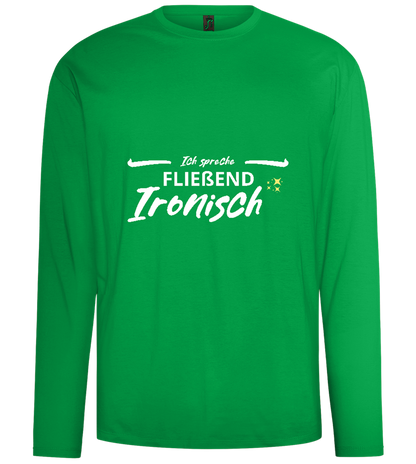 Fluently Ironic Design - Comfort men's long sleeve t-shirt_MEADOW GREEN_front