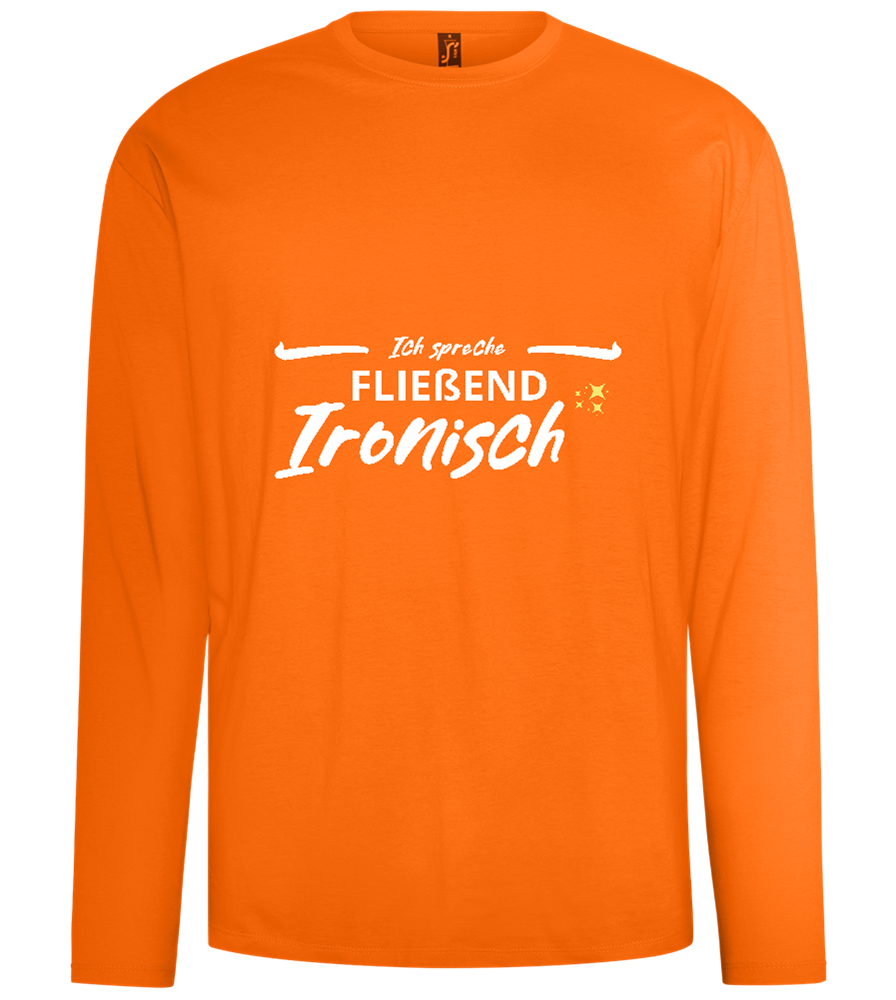 Fluently Ironic Design - Comfort men's long sleeve t-shirt_ORANGE_front