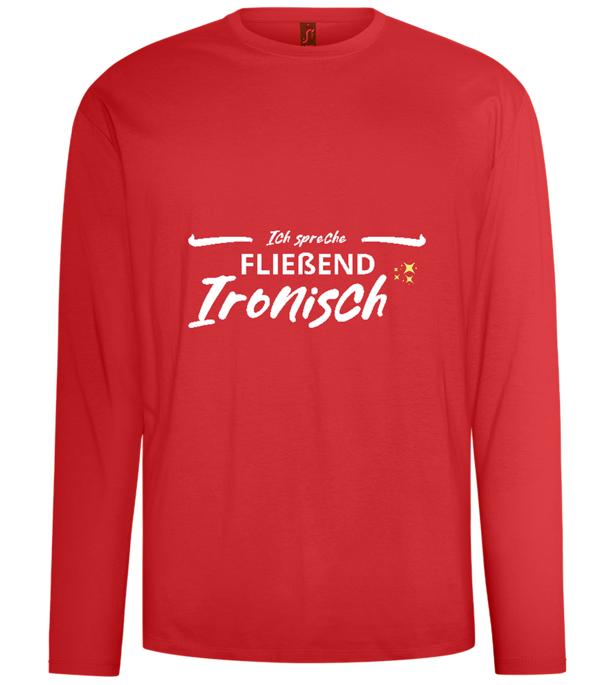 Fluently Ironic Design - Comfort men's long sleeve t-shirt_RED_front