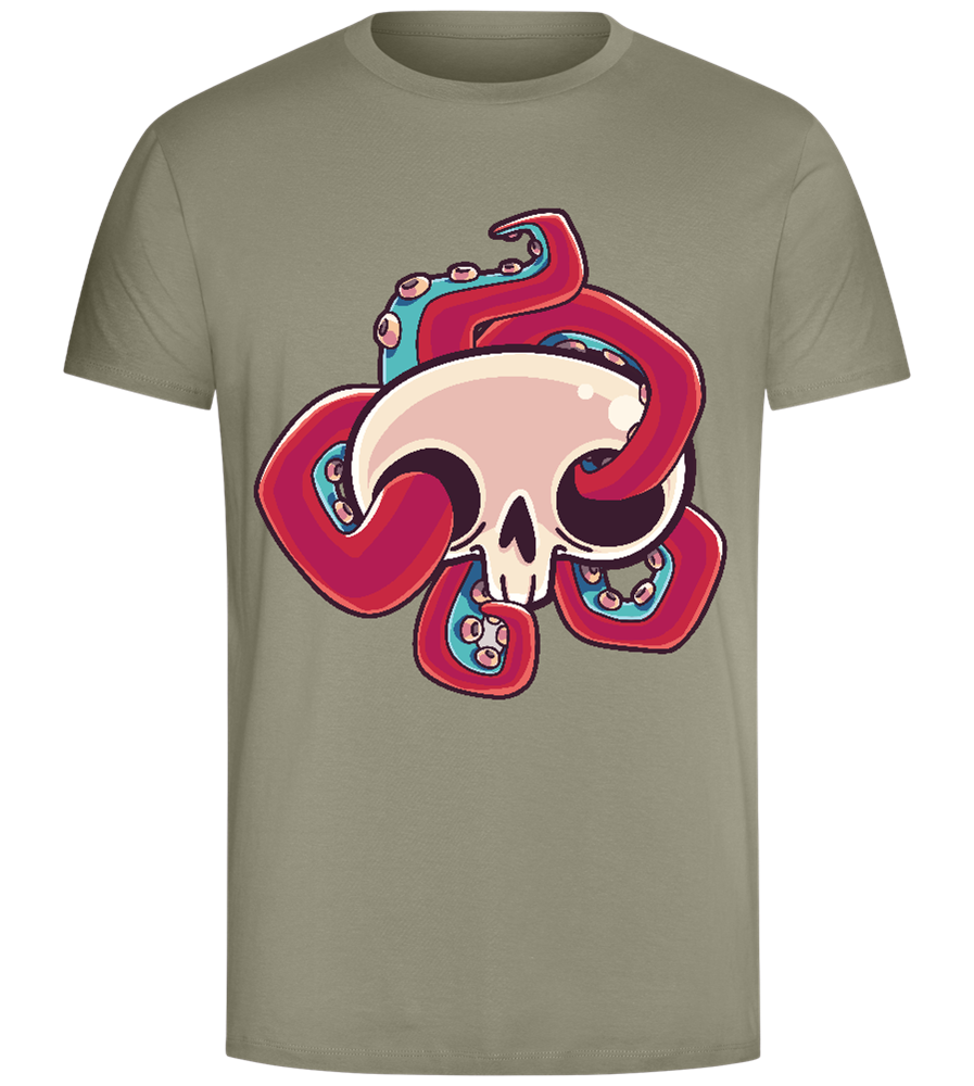 Squid Skull Design - Comfort Unisex T-Shirt_KHAKI_front