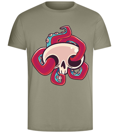 Squid Skull Design - Comfort Unisex T-Shirt_KHAKI_front