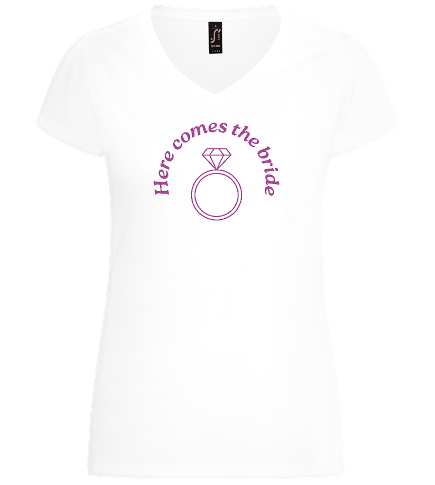 Here Comes Big Ring Design - Basic women's v-neck t-shirt_WHITE_front