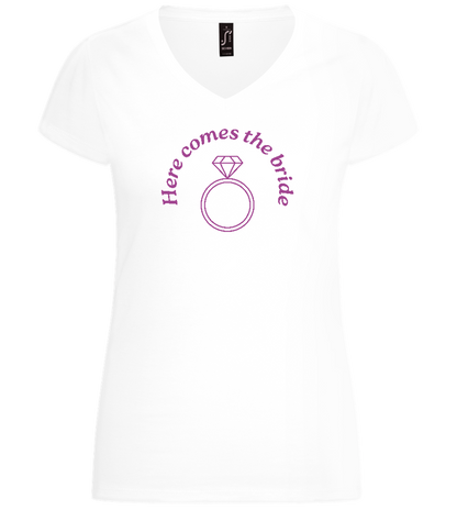 Here Comes Big Ring Design - Basic women's v-neck t-shirt_WHITE_front