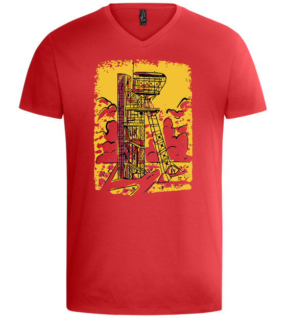 Architecture of Katowice Design - Basic men's v-neck t-shirt_RED_front