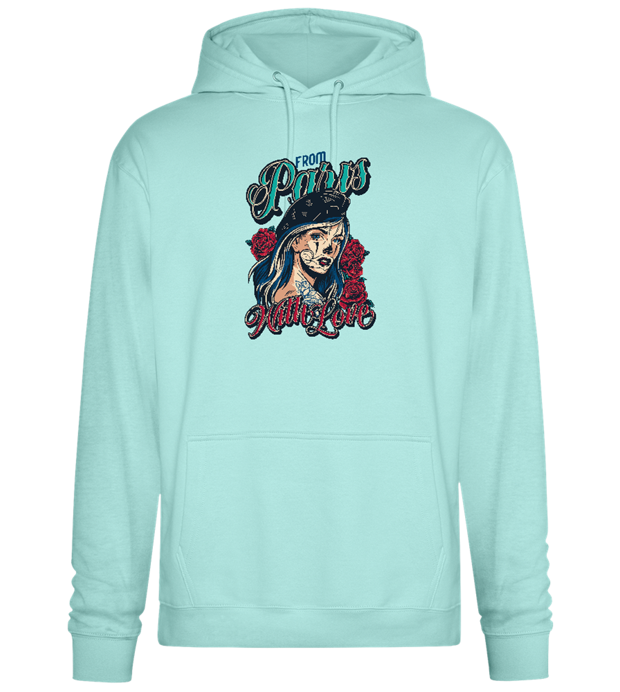 From Paris With Love Design - Premium Essential Unisex Hoodie_ARCTIC BLUE_front