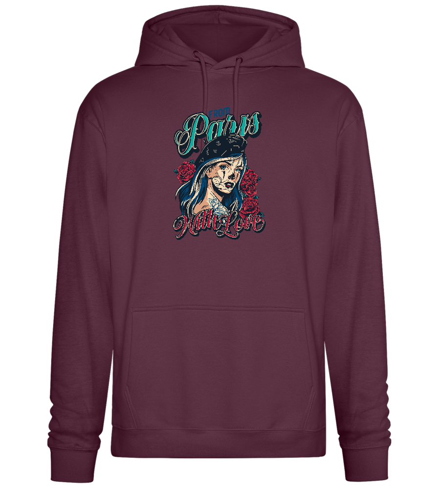 From Paris With Love Design - Premium Essential Unisex Hoodie_BORDEAUX_front