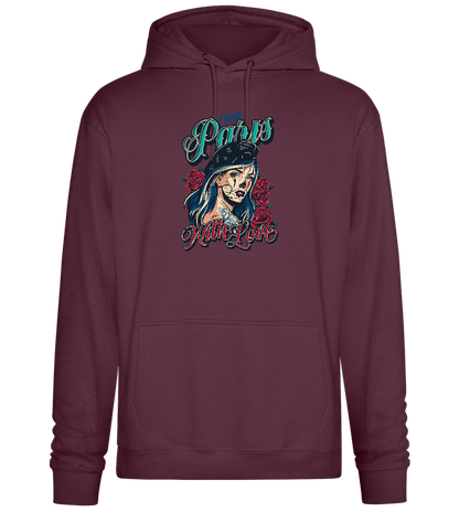 From Paris With Love Design - Premium Essential Unisex Hoodie_BORDEAUX_front