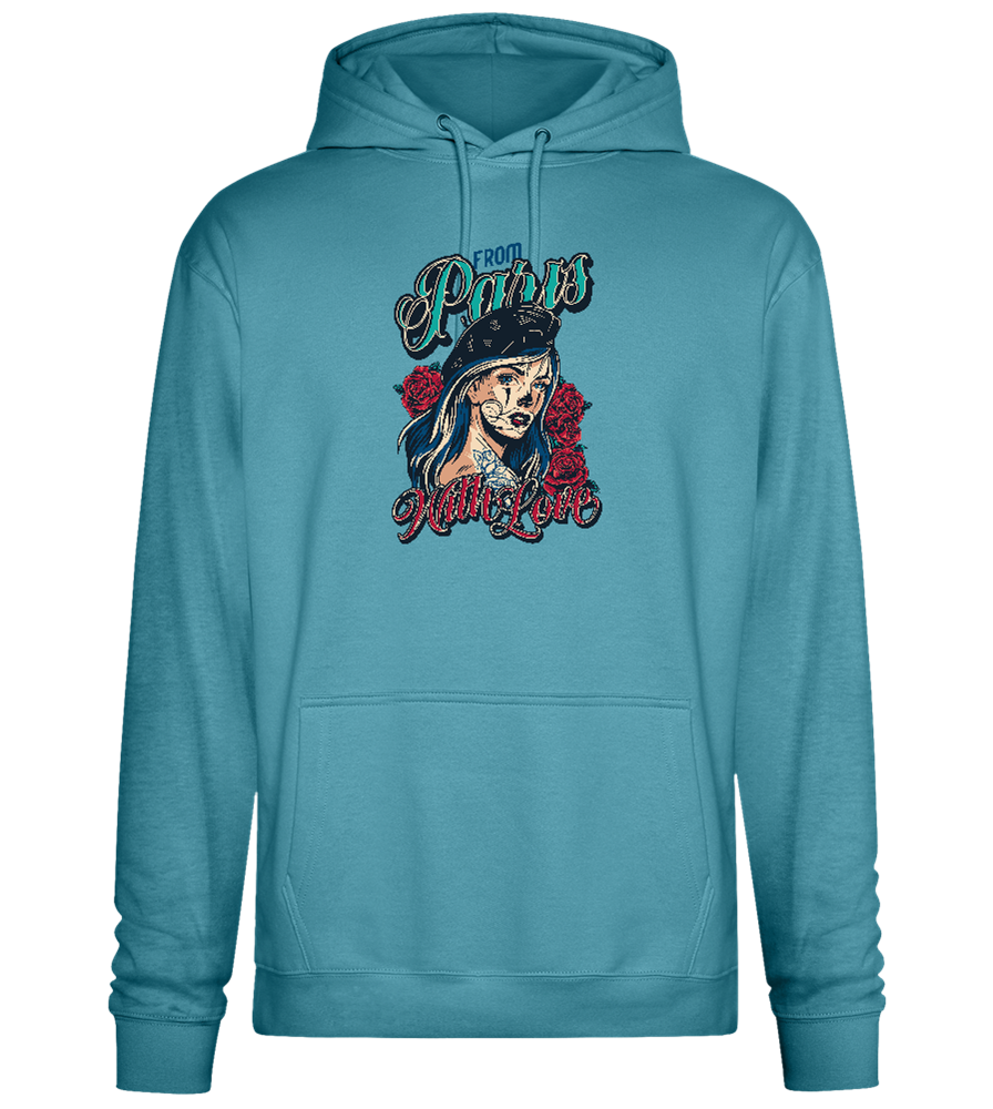 From Paris With Love Design - Premium Essential Unisex Hoodie_POOL BLUE_front