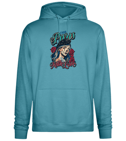 From Paris With Love Design - Premium Essential Unisex Hoodie_POOL BLUE_front