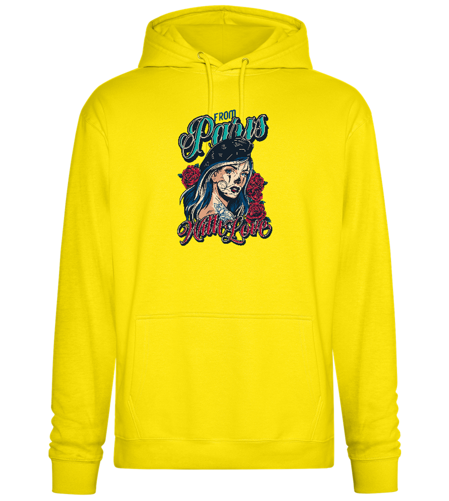 From Paris With Love Design - Premium Essential Unisex Hoodie_YELLOW_front