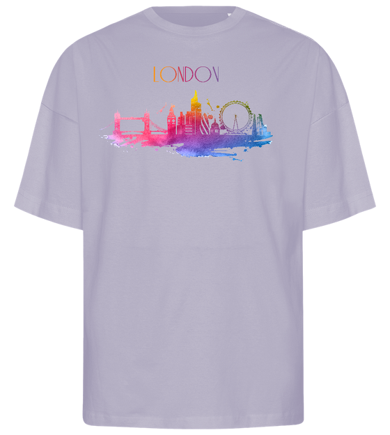 London Watercolor City Skyline Design - Premium men's oversized t-shirt_LILAK_front
