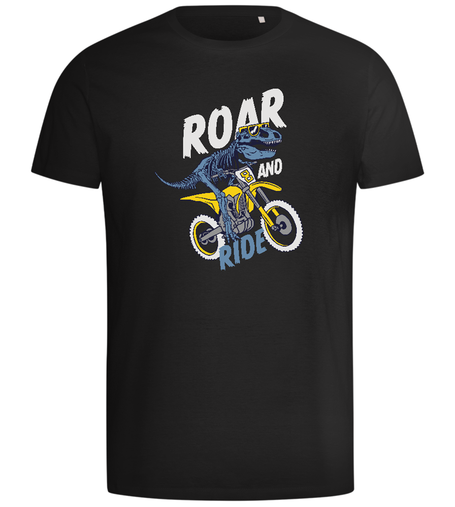 Dino Biker Design - Comfort men's t-shirt_DEEP BLACK_front