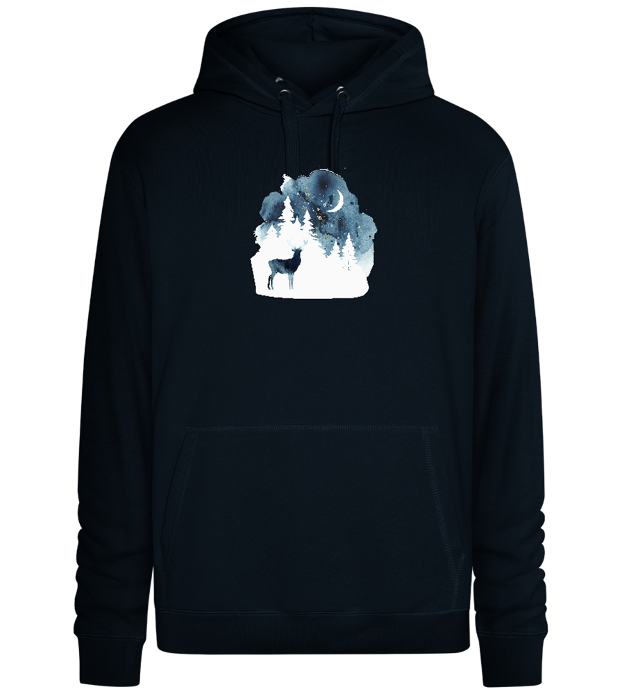 Watercolor Christmas Night Design - Premium unisex hoodie_BLACK_front