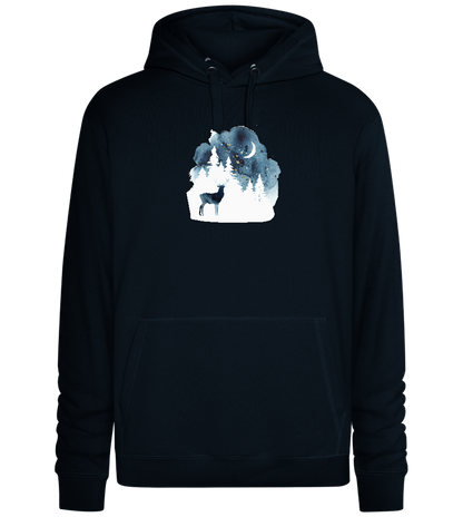 Watercolor Christmas Night Design - Premium unisex hoodie_BLACK_front