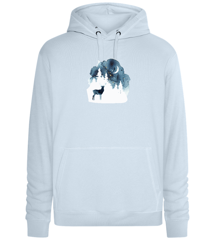 Watercolor Christmas Night Design - Premium unisex hoodie_CREAMY BLUE_front