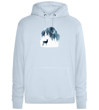 Watercolor Christmas Night Design - Premium unisex hoodie_CREAMY BLUE_front