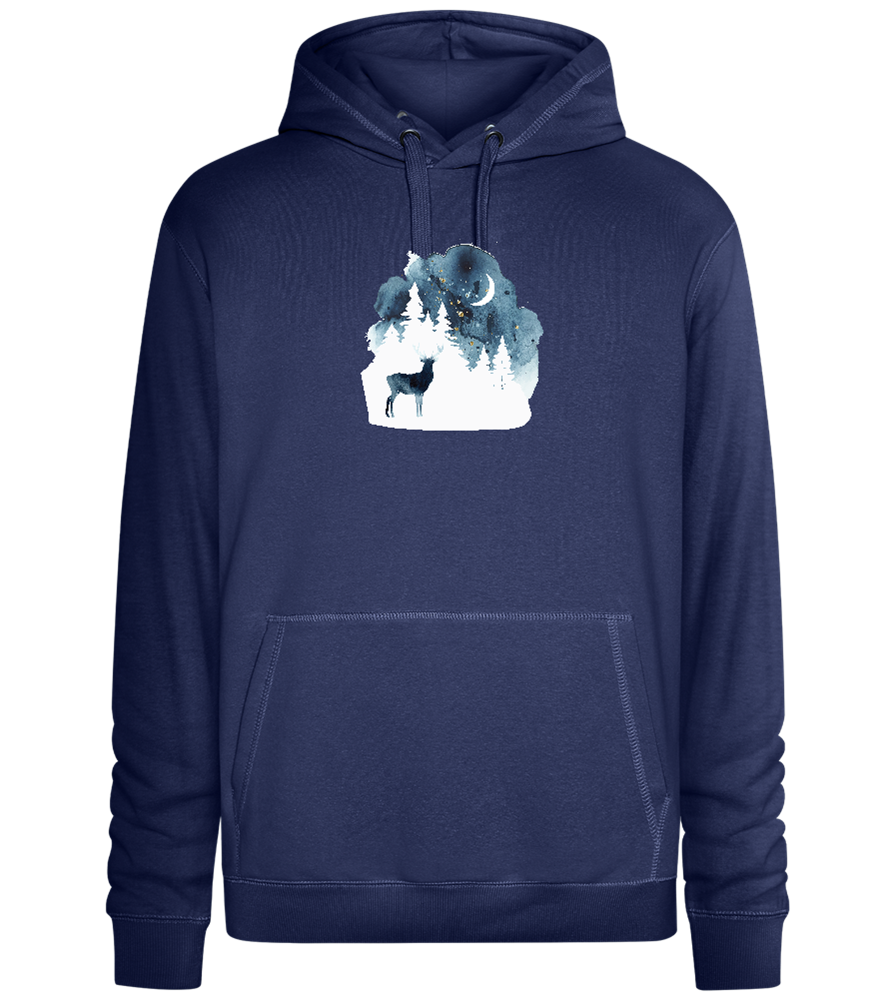 Watercolor Christmas Night Design - Premium unisex hoodie_DENIM CHINA_front