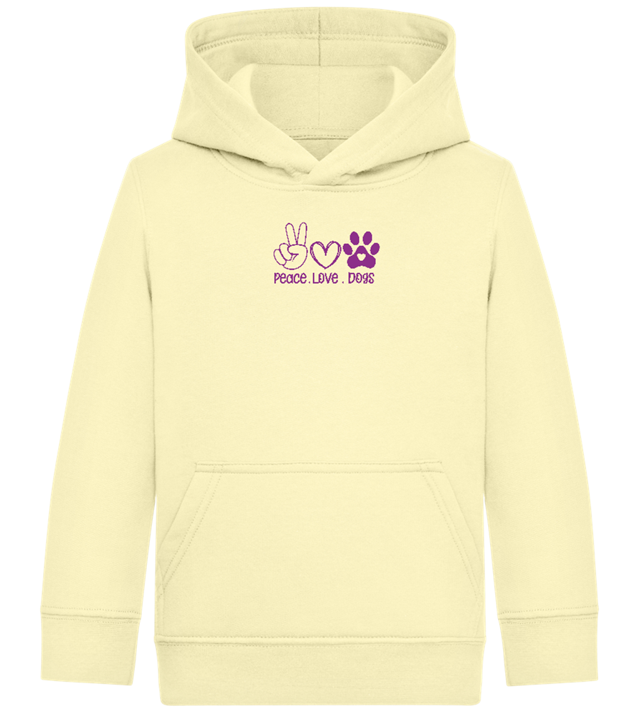 Peace Love Dogs Design - Comfort Kids Hoodie_AMARELO CLARO_front